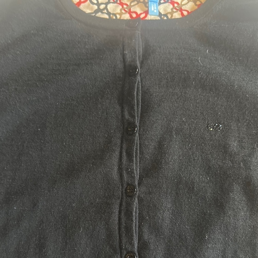Escada Sport Black Button-Up Cardigan w inside chain design 75% merino wool sz M - Picture 7 of 14